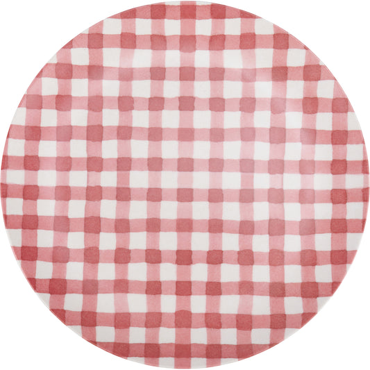 Red Gingham Melamine Dinner Plate