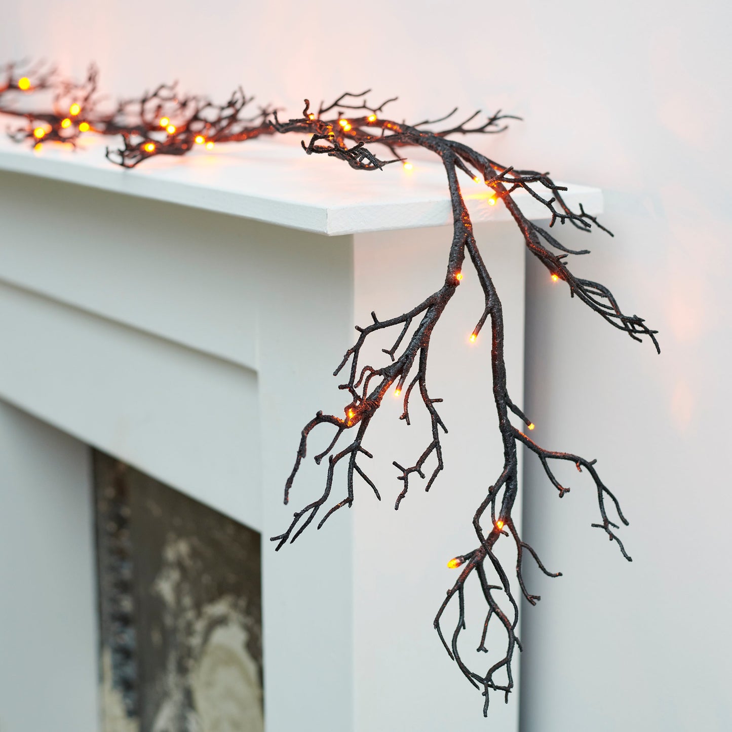 Black Glitter Lighted Garland - 6'