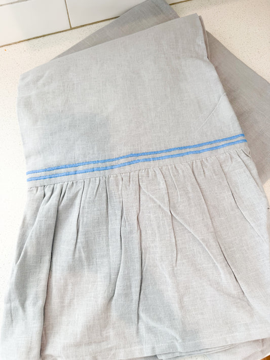 Blue Ruffled Tablecloth - 84"x60"