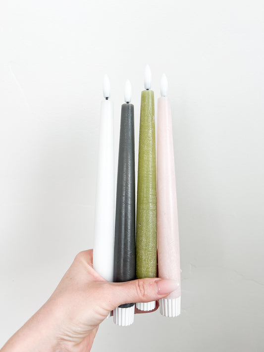 Flameless Taper Candle, medium - Set of 2 - 4 Colors