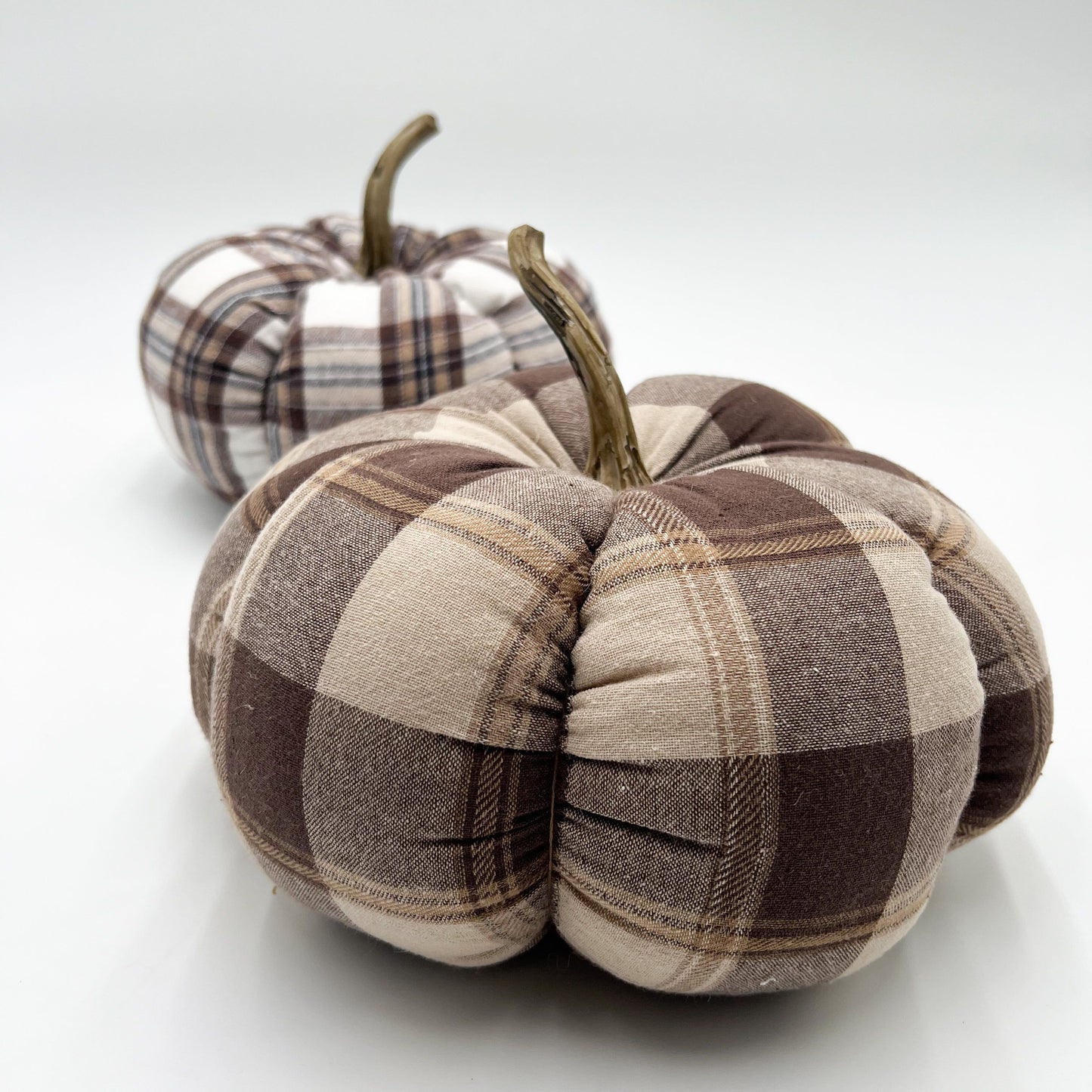 Autumn Brown and Plaid Pumpkin