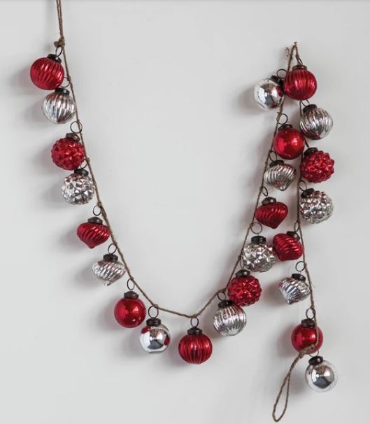 Red Mercury Glass Ornament Garland