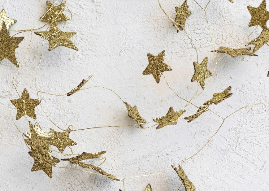 Paper Gold Glitter Star Garland - 72"