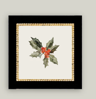 Christmas Holly Leaves - Framed Art