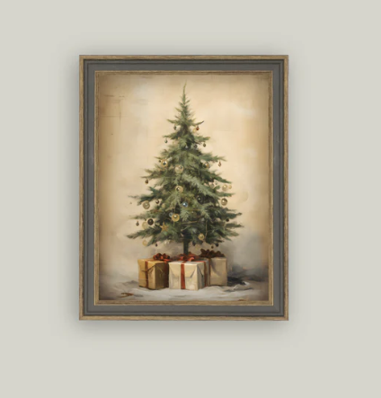 Christmas Tree with Presents - Framed Art