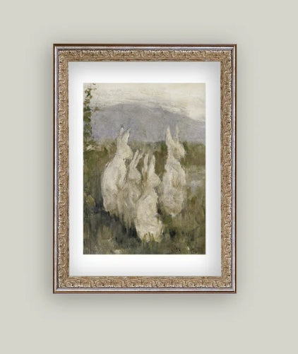 White Bunnies in a Field