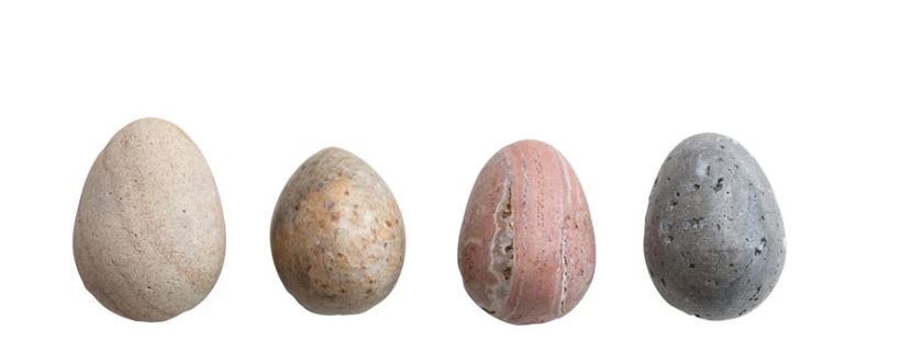 Carved Stone & Marble Eggs - Set of 4