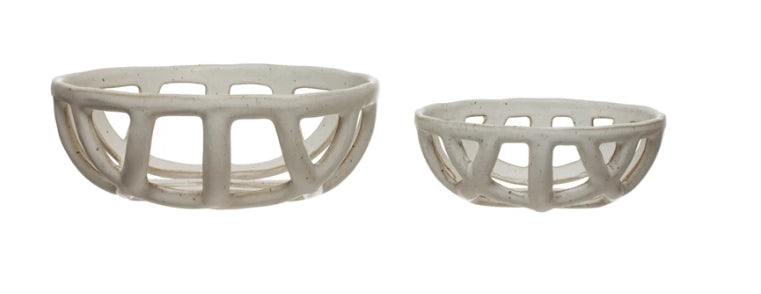 Stoneware Basket Bowls - Set of 2