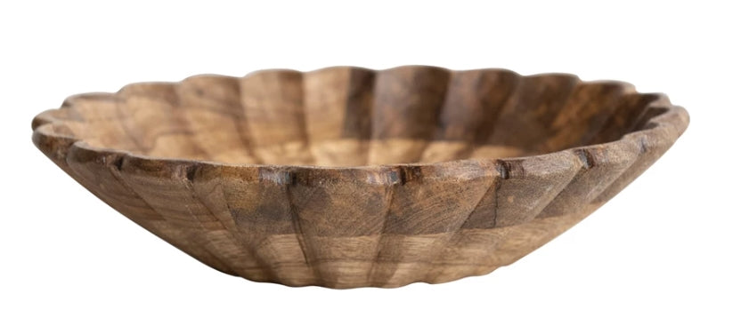 Mango Wood Scalloped Bowl
