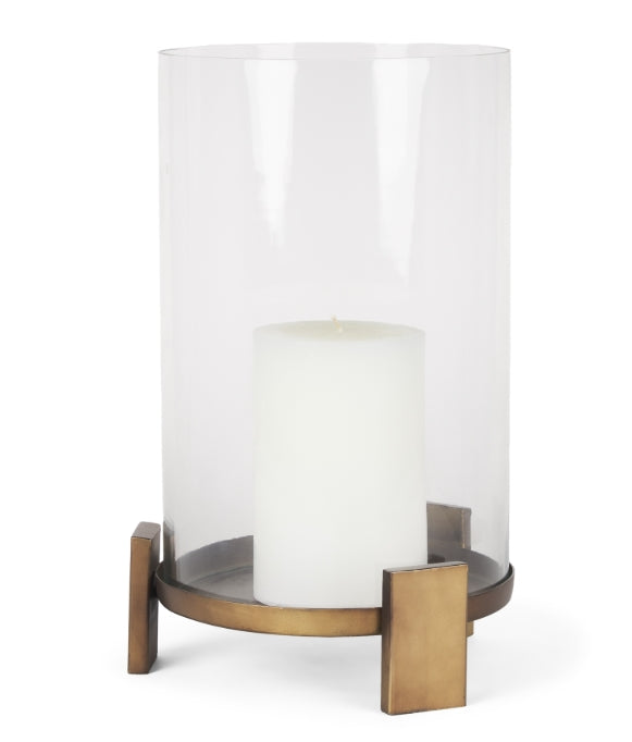 Antiqued Gold Hurricane Candle Holder - 2 Sizes