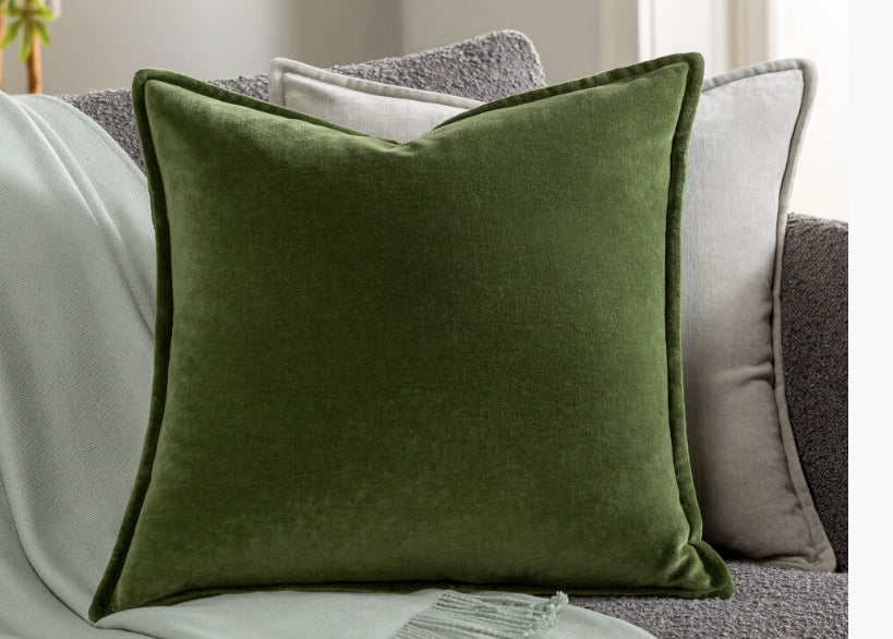 Green Cotton Velvet Pillow
