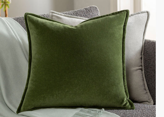 Green Cotton Velvet Pillow