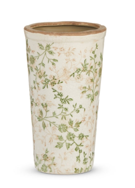 Taupe and Green Floral Vase