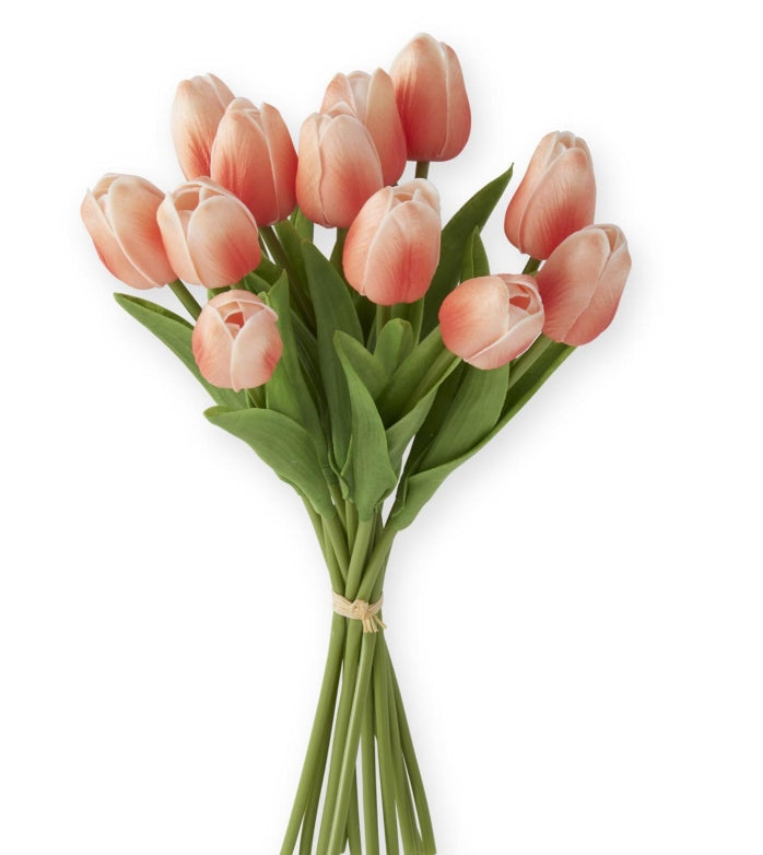 Dark Peach Real Touch Tulips - 13" - 12 Stem Bundle