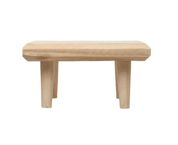 Square Paulownia Wood Footed Pedestal