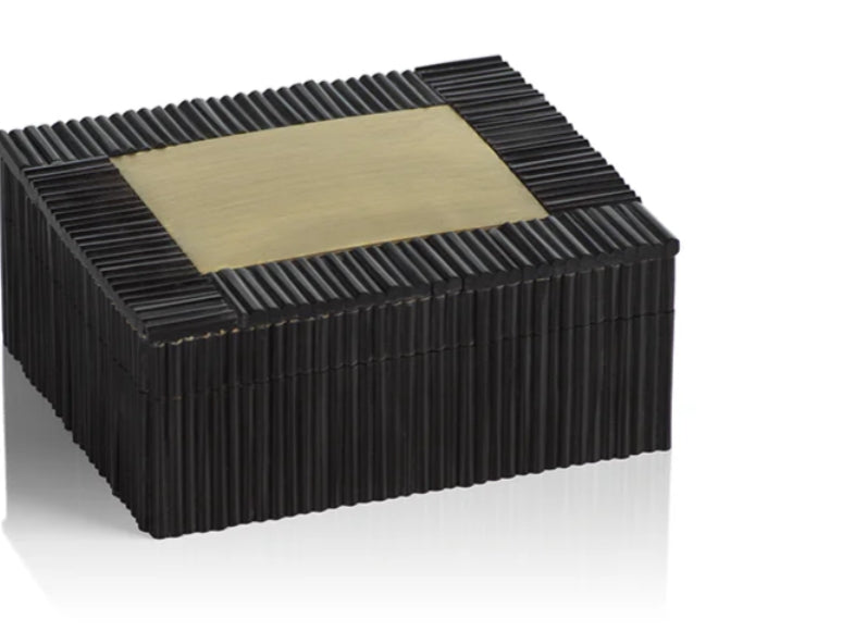 Black Inlaid Box with Brass