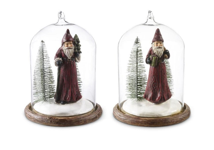 Glass Dome Santa Ornament - 2 Styles