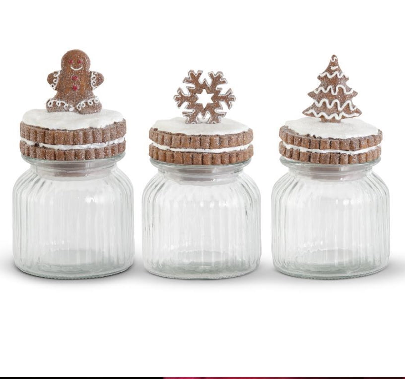 Glittered Gingerbread Topper Canister - 3 Styles