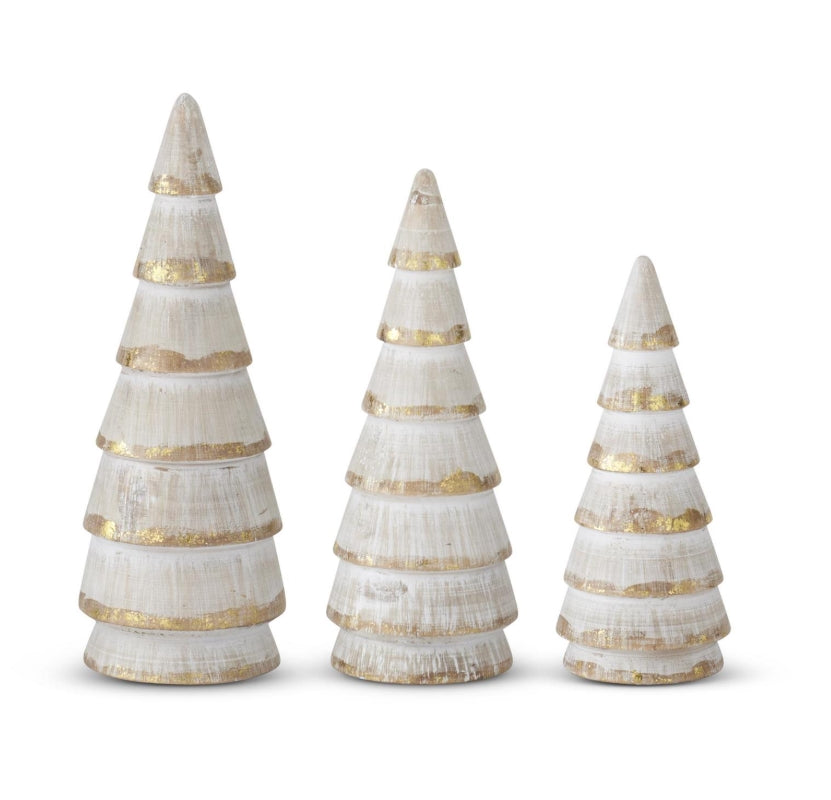 Whitewashed Gold Gilded Tree - 3 Sizes