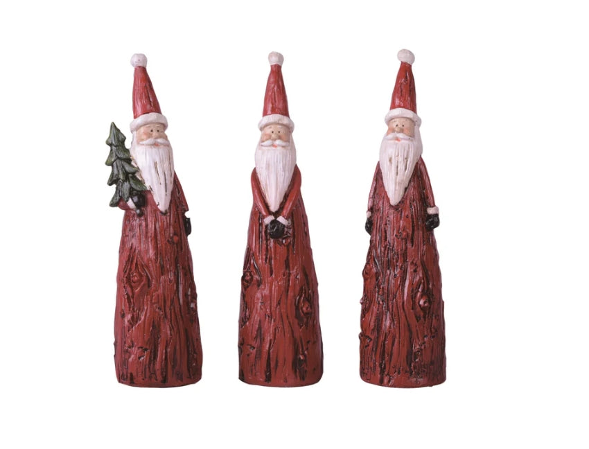 Wood Carved Red Santa - 3 Styles