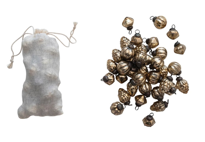 Embossed Antique Gold Mercury Ornaments - Bag of 36