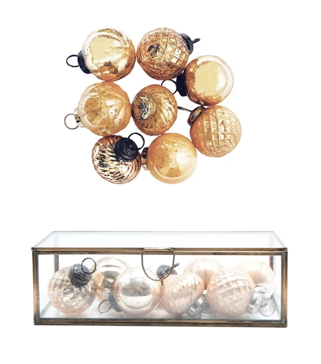 Embossed Mercury Ornaments in Display Box - 2 Colors