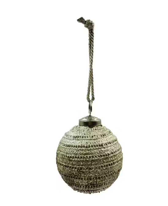 Antique Silver Embossed Ornament - 2 Sizes