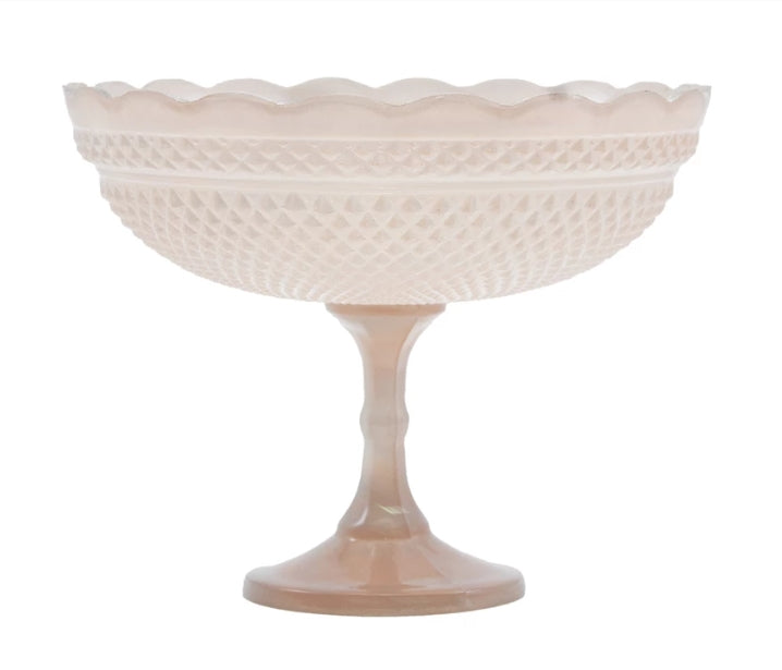 Pressed Glass Scalloped Footed Bowl - 2 Colors