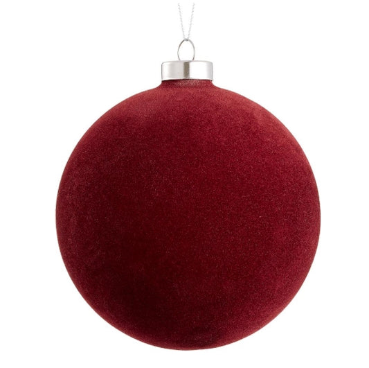 Deep Red Flocked Ornament - 4.75"