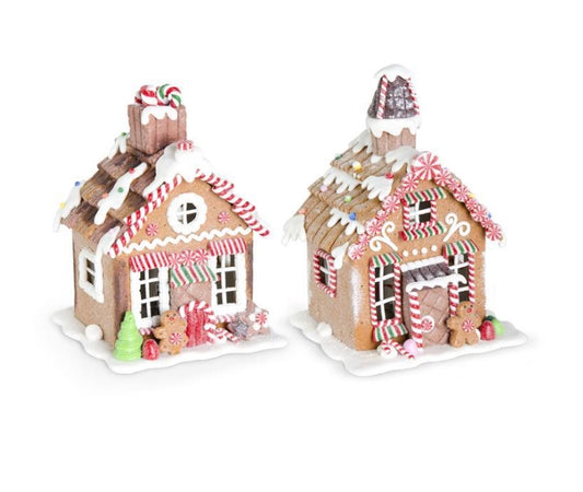 Glittered LED Gingerbread House with Timers - 2 Styles