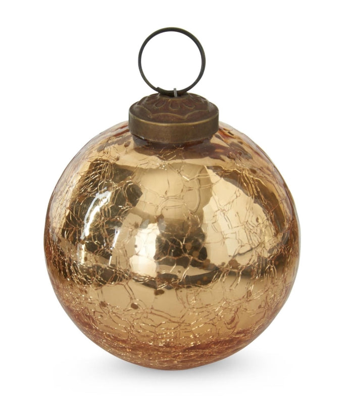 Crackled Glass Ornament 3" - Gold