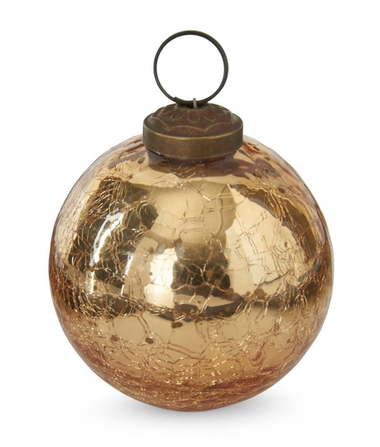 Crackled Glass Ornament 3" - Gold