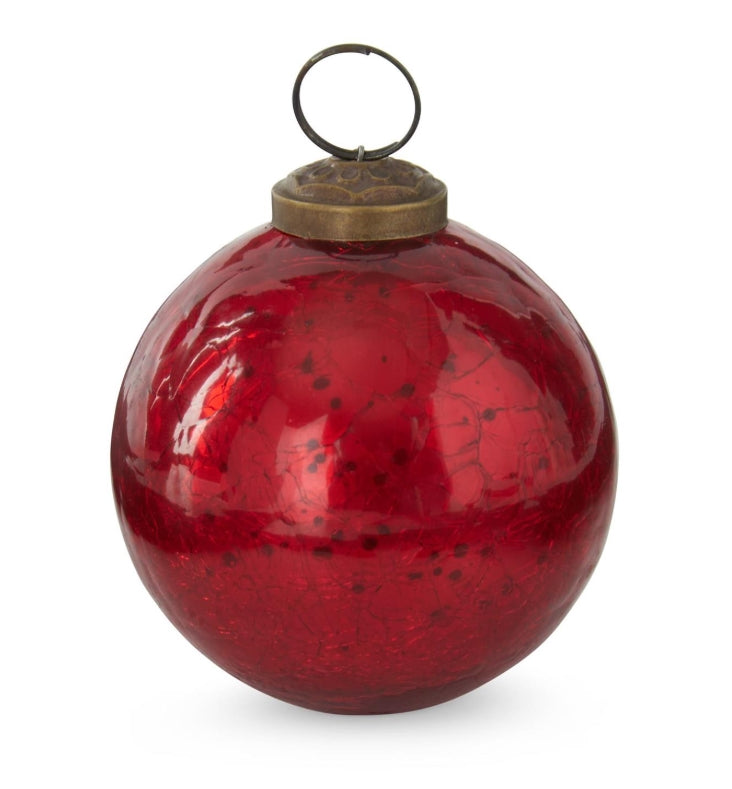 Crackled Glass Ornament 3" - 2 Colors