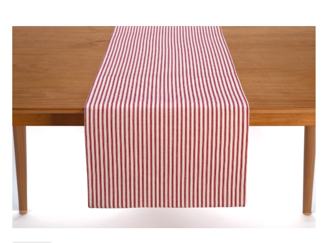 Red Ticking Stripe Table Runner - 72"