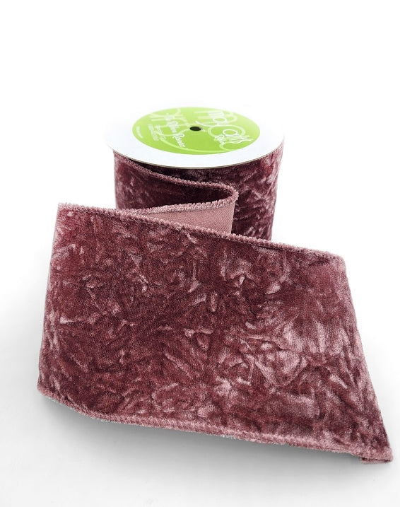 Mauve Crushed Velvet Ribbon - $3.50/yd