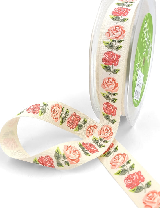 Ivory Canvas with Red Rose Ribbon