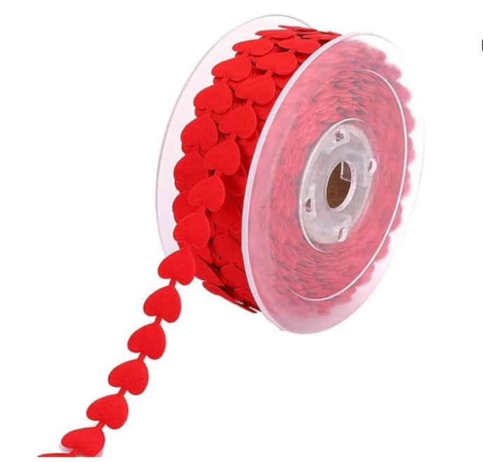Red Embossing Hearts Ribbon - $2.19/per yard