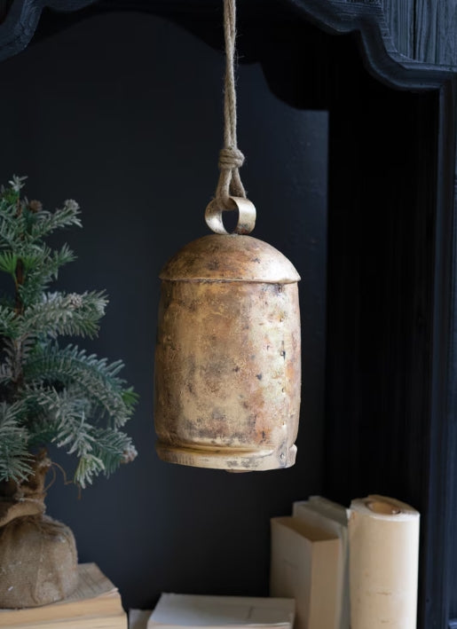 Large Antique Gold Christmas Bell