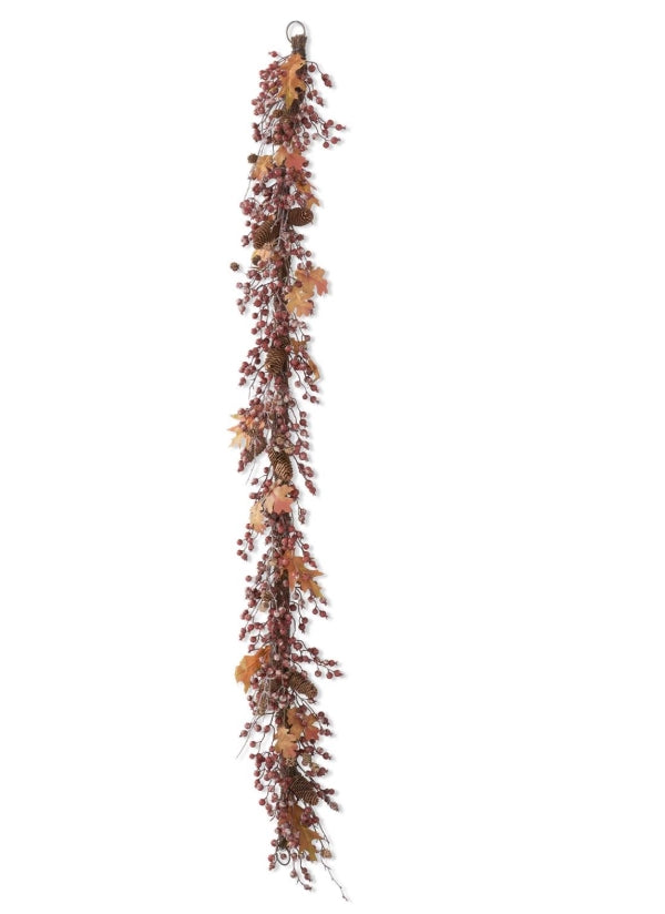 Rosehip Twig and Pinecone Garland - 72"