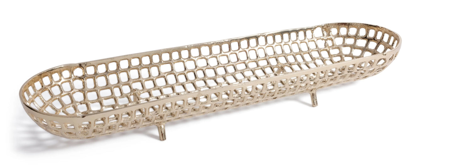 Oval Gold Woven Tray - 28.25"