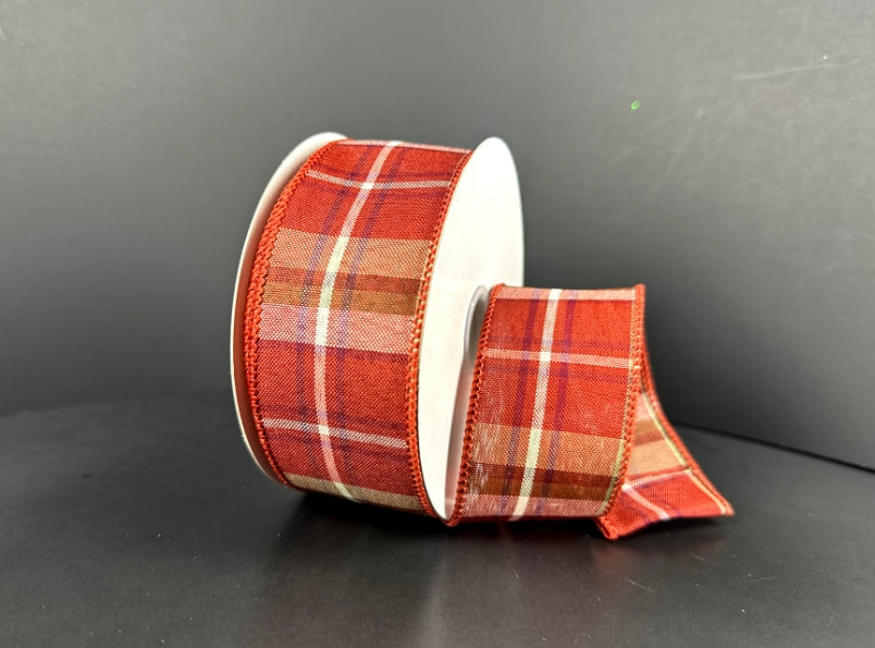 Rust Sage and Ivory Paid Ribbon - 2 Widths