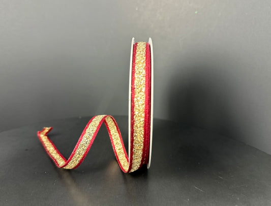 Metalic with Red Edge - 3/8"x10yds.