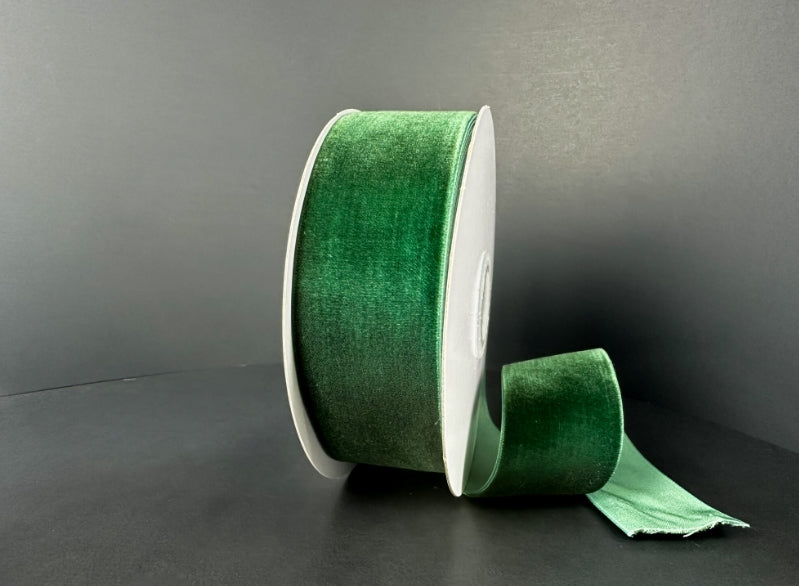 Hunter Green Woven Velvet Ribbon - 1.5"x5yds.