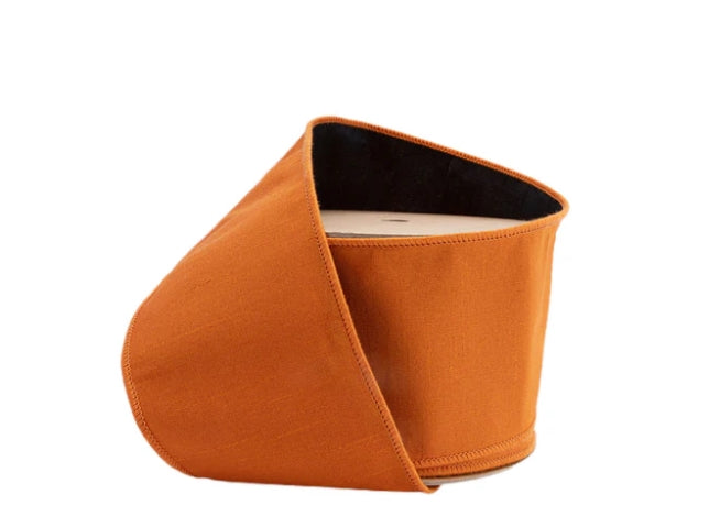 Orange with Black Back Dupioni Ribbon - 4"x10yds.