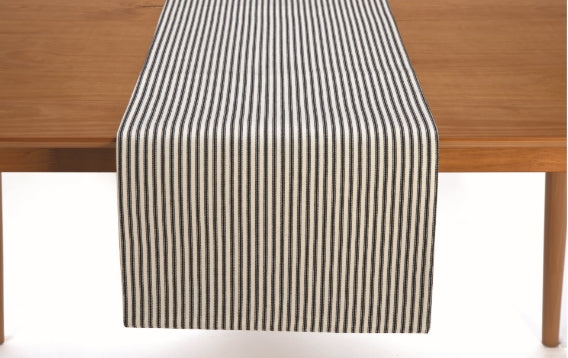 Black Ticking Halloween Table Runner