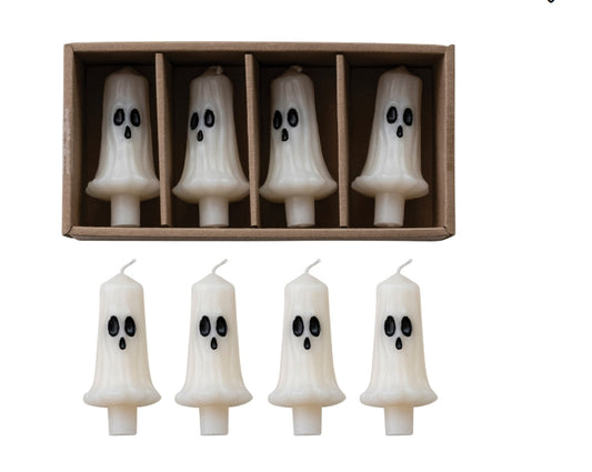 Ghost Taper Candles - Set of 4 - 3.75"
