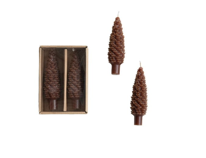 Pinecone Taper Candles - Set of 2 - 5.75"