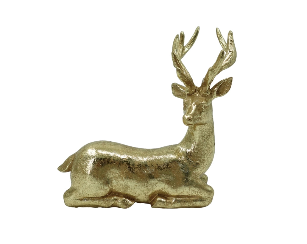 Gold Sitting Reindeer - 7.5"x6.5"
