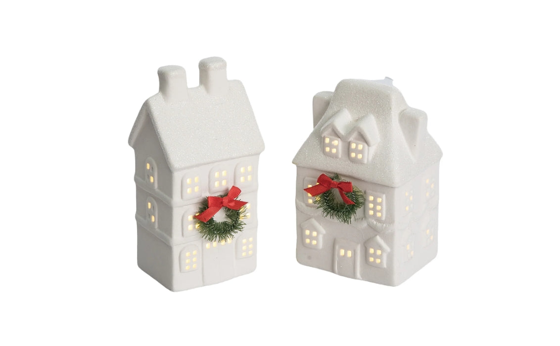 White LED Christmas House - 5" - 2 Styles