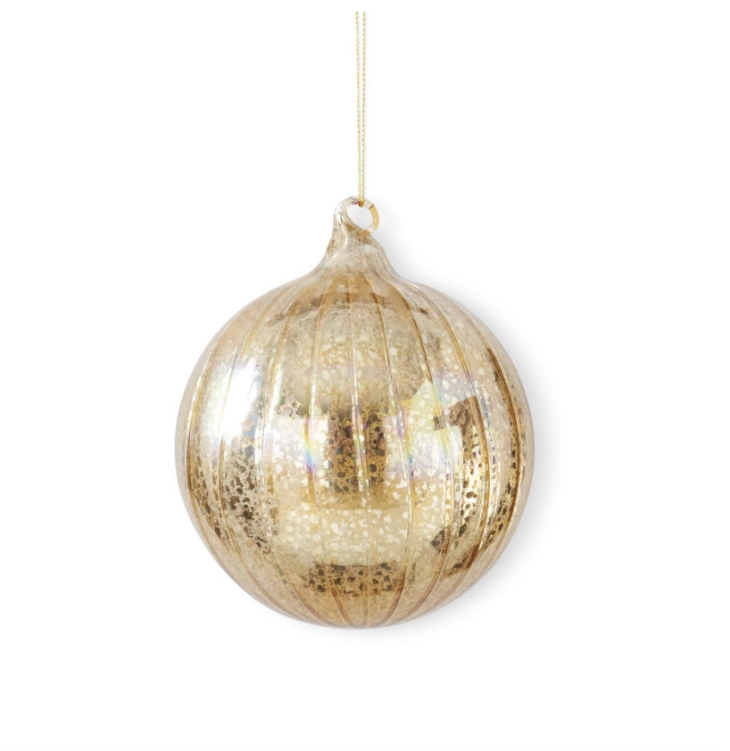 Gold Ribbed Mercury Ornament - 5" - This Product is for Local Pick Up Only